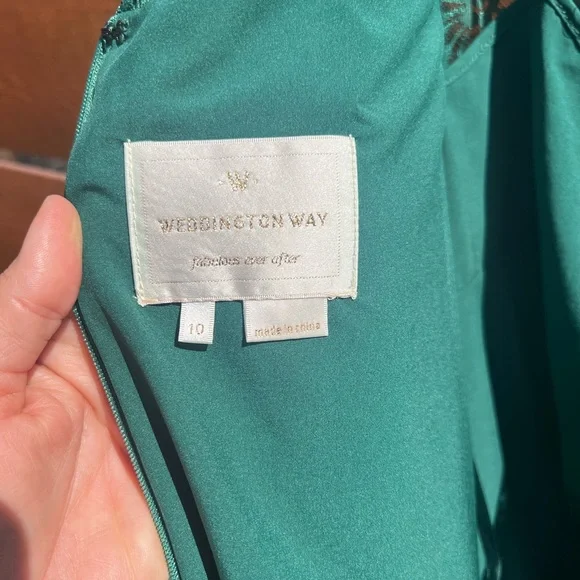 NWOT Beautiful long green lace dress!Size 10. - Picture 7 of 15